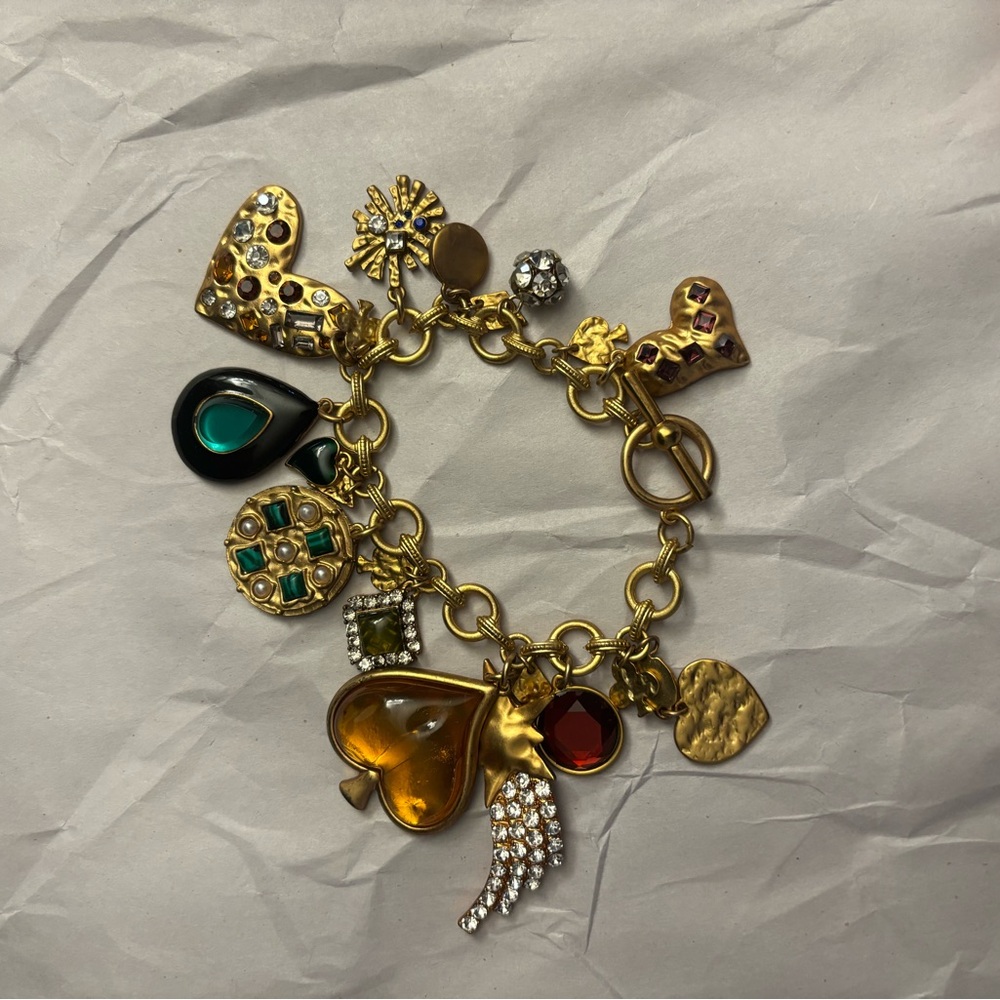 Gold Charm Bracelet with Multicolor Accents